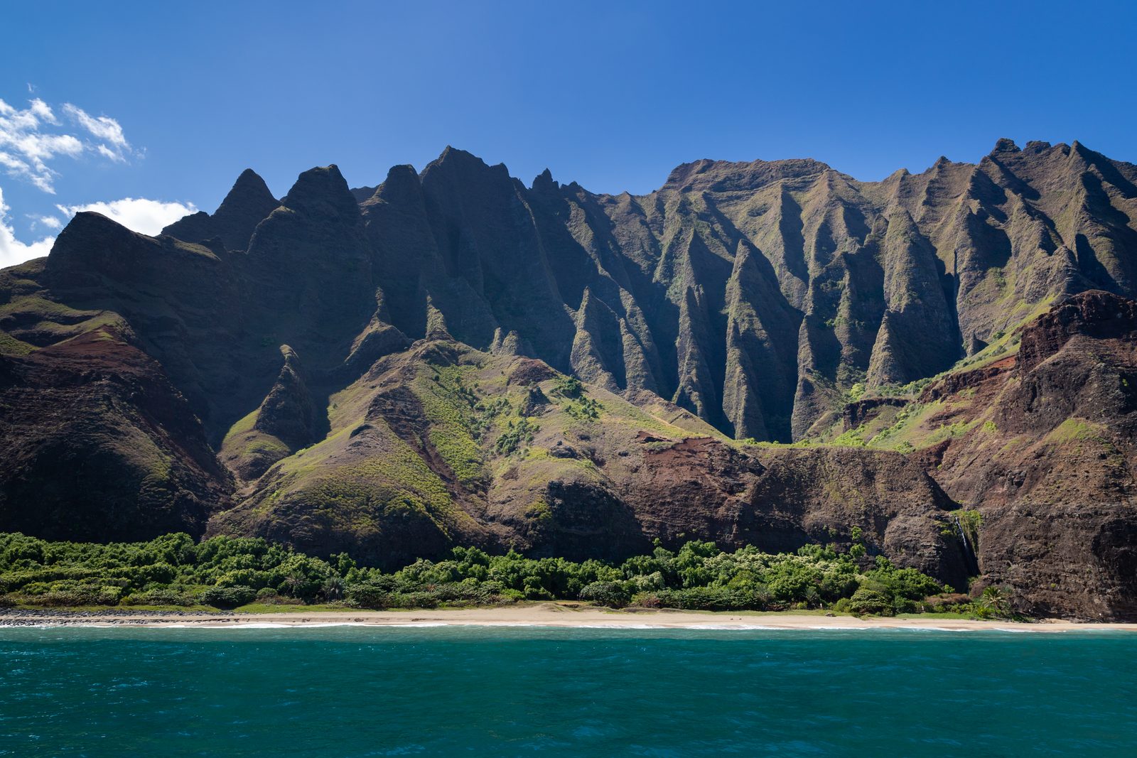 Aerial view of the Nā Pali Coast, Kauaʻi